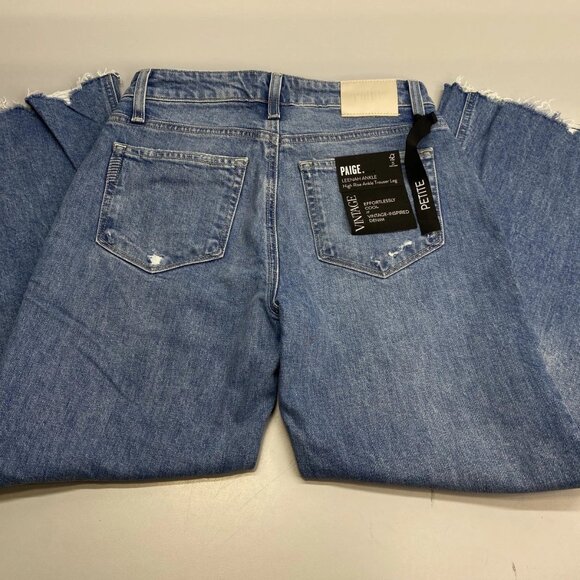 Paige Women’s Leenah High-Rise Straight Leg Jeans “Chaming Blue” Size 26P - Picture 9 of 13